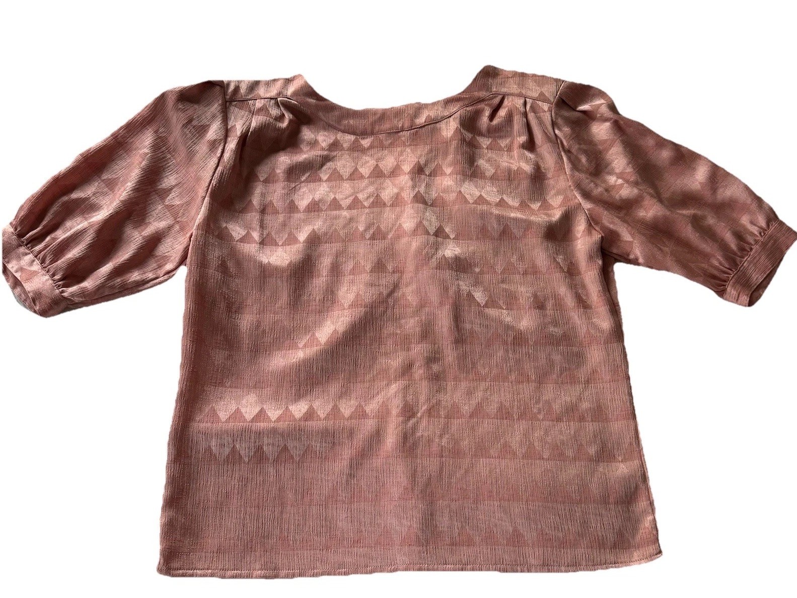 VTG 80s Mauve Pink Blouse Charlotte Ford Jacquard Shoulder Pads New Wave Chic 8