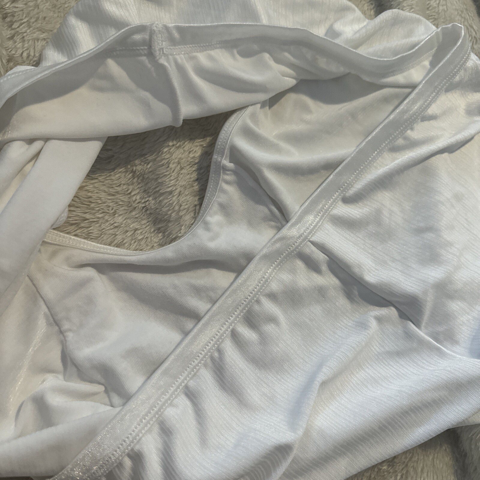 Vintage VANITY FAIR Brief PANTY WHITE Satin NYLON Stretch Second Skin 10/ 3XL