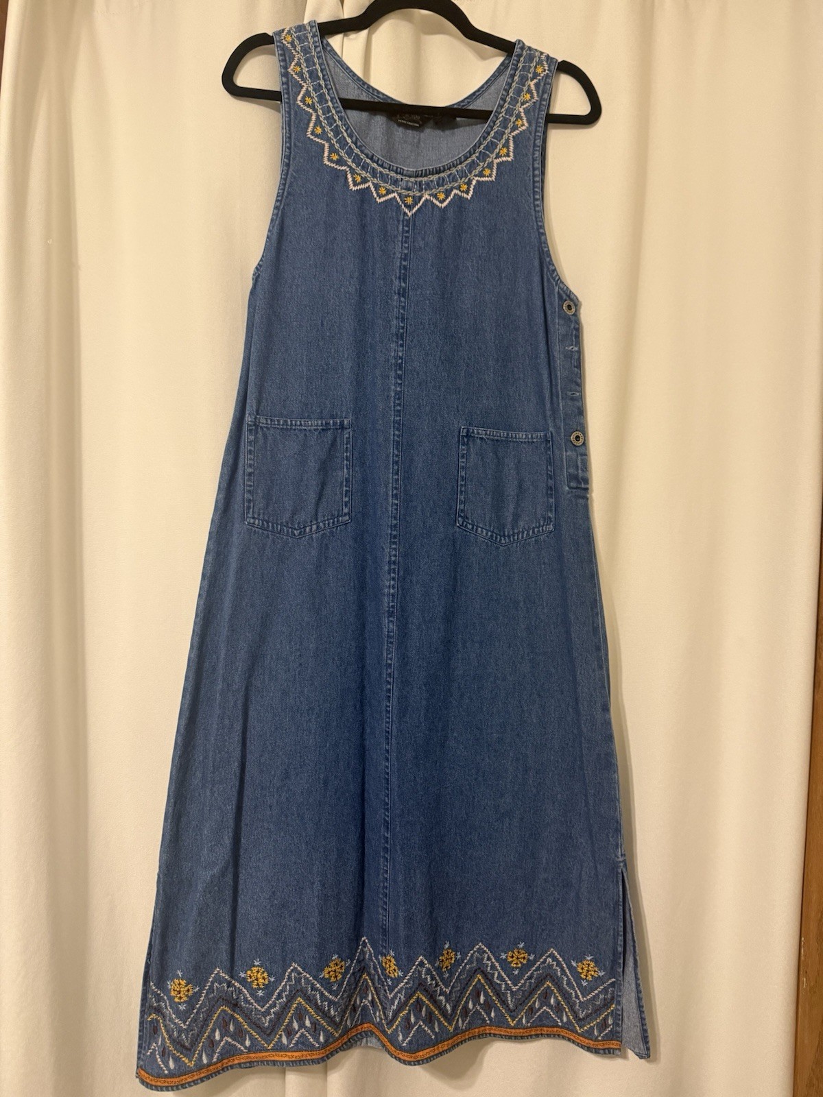 Vintage Agapo Petite CollectionDenim Jean Maxi Dress with Embroidery Size MP