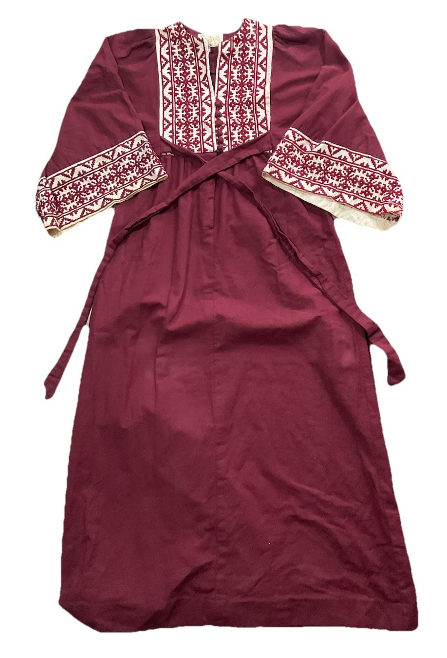 Vtg Rae Rag Dolls San Fransico Dress Maroon Bohemian Small (see Measurement)