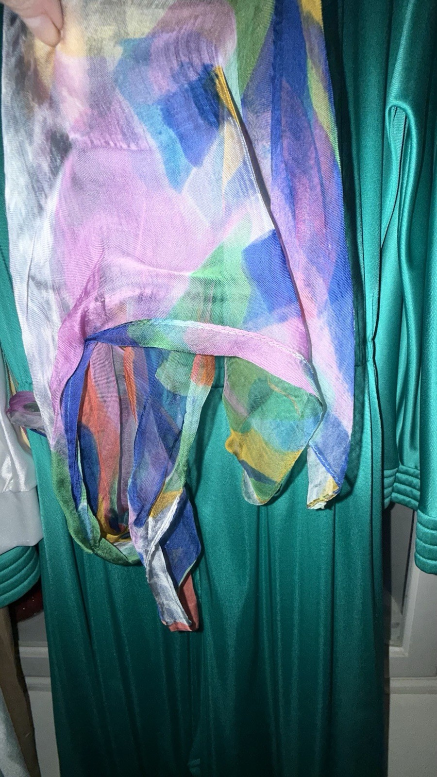 Vtg VANITY FAIR Palazzo Pants Jumpsuit 12 Green Hostess Wide Leg 60s 70s Nylon L