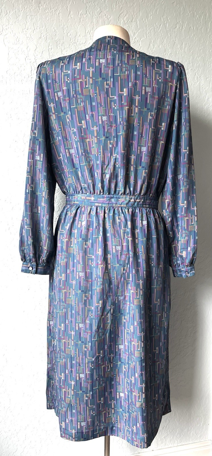 Vintage 80s Silksensible Tea Dress Size 14 Shoulder Pads Retro Cottagecore EUC