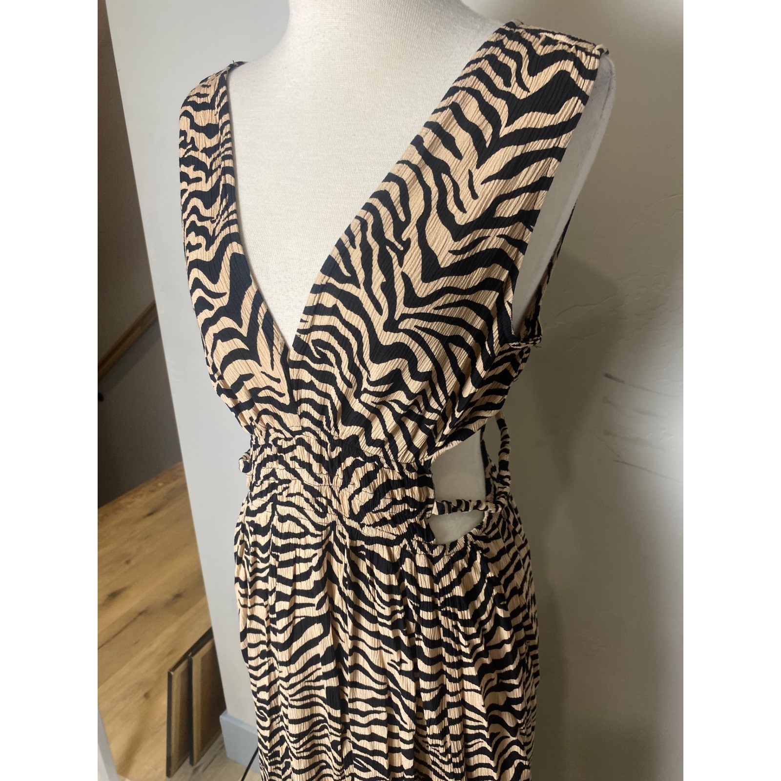 Vintage 90’s Y2K Justify Zebra Print Dress Maxi Sumdress Women’s L