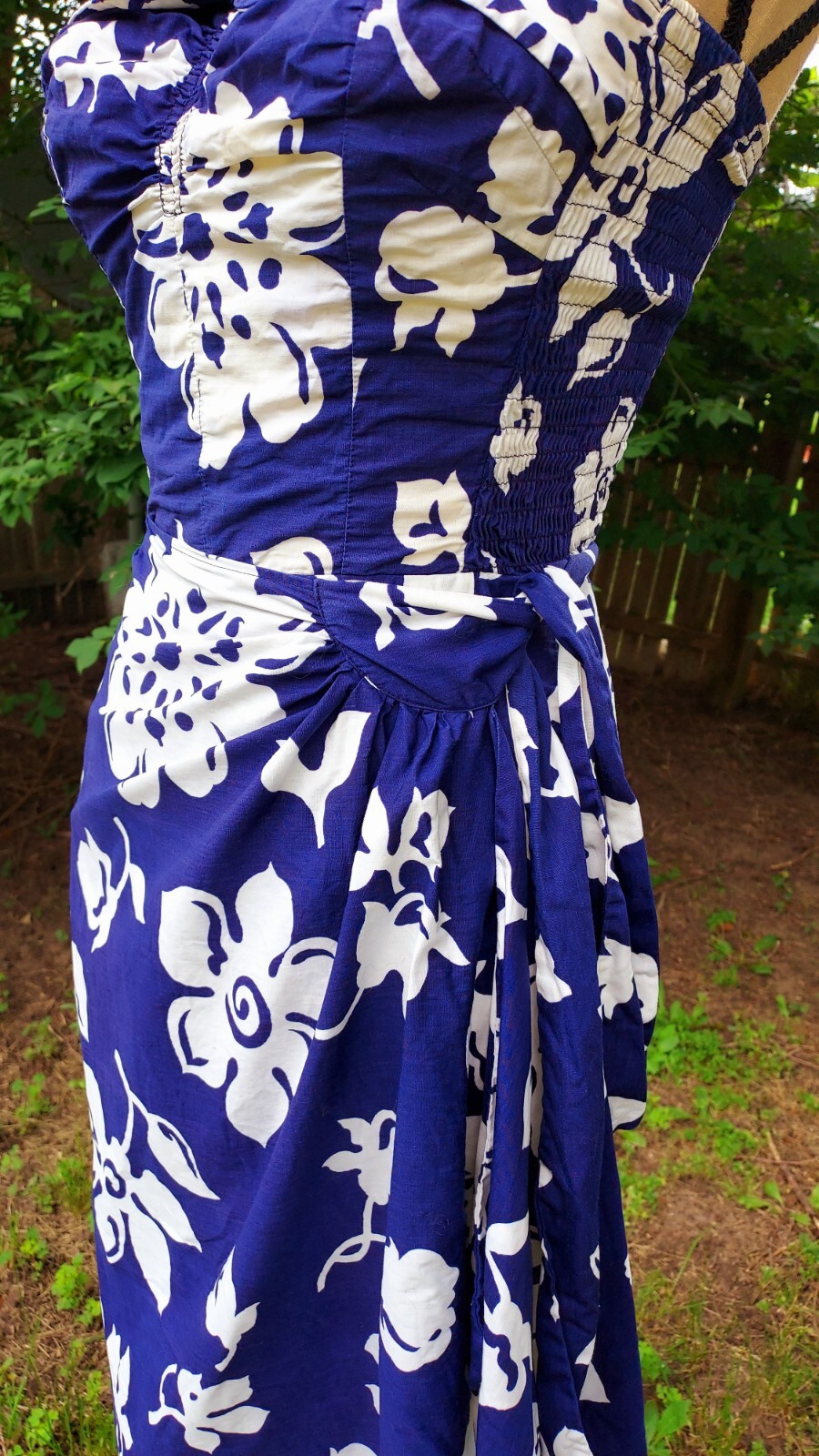 Vintage Liberty House Kahala Hawaiian Luau Floral Wrap Waist Padded Dress S/XS
