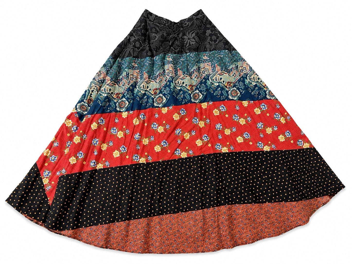 Vintage 1970’s Ma Mountain Artisans Full Circle Boho Hippie Patchwork Skirt 12