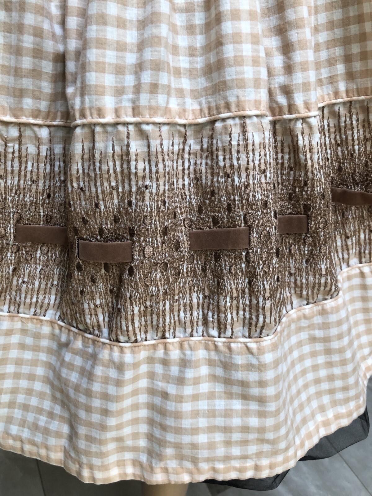 VTG 1950s „LOOK At Me I’M SANDRA DEE” Girly GINGHAM DRESS w/VELVET RIBBON HEM XS