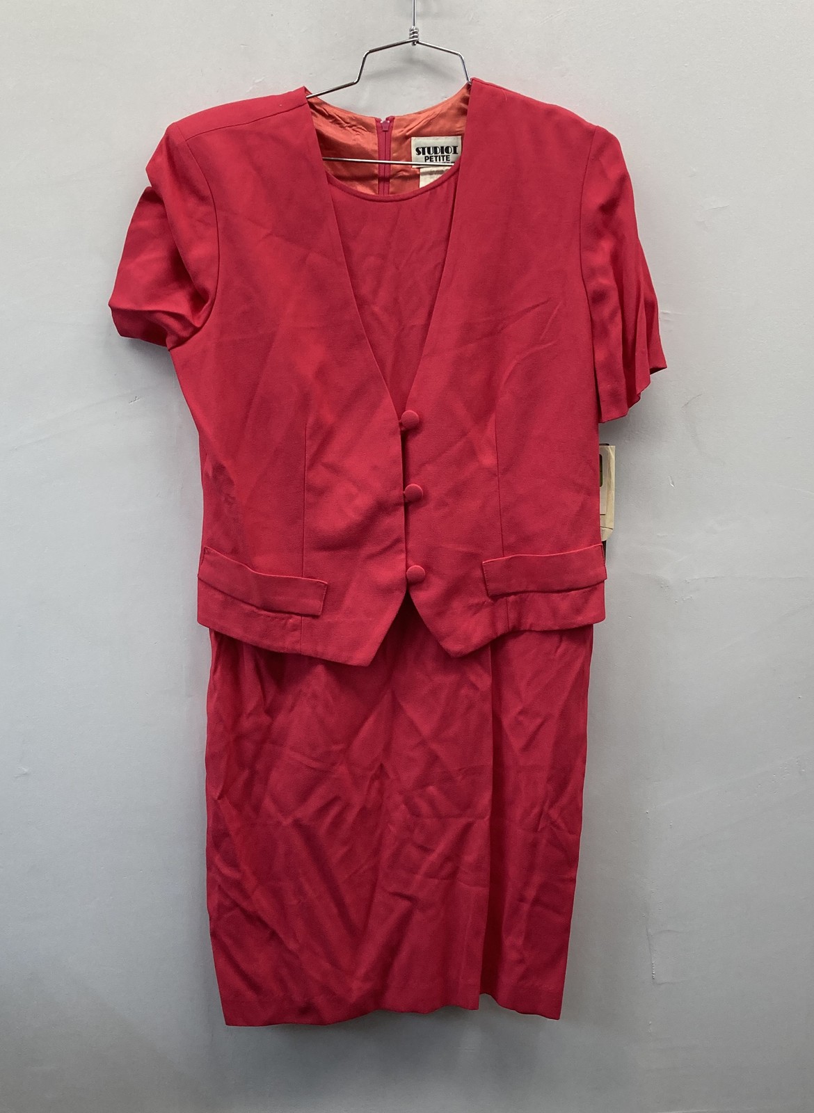 Vintage 90s Studio I Petite Women’s Red Dress & Jacket Set NWT Sz 10P