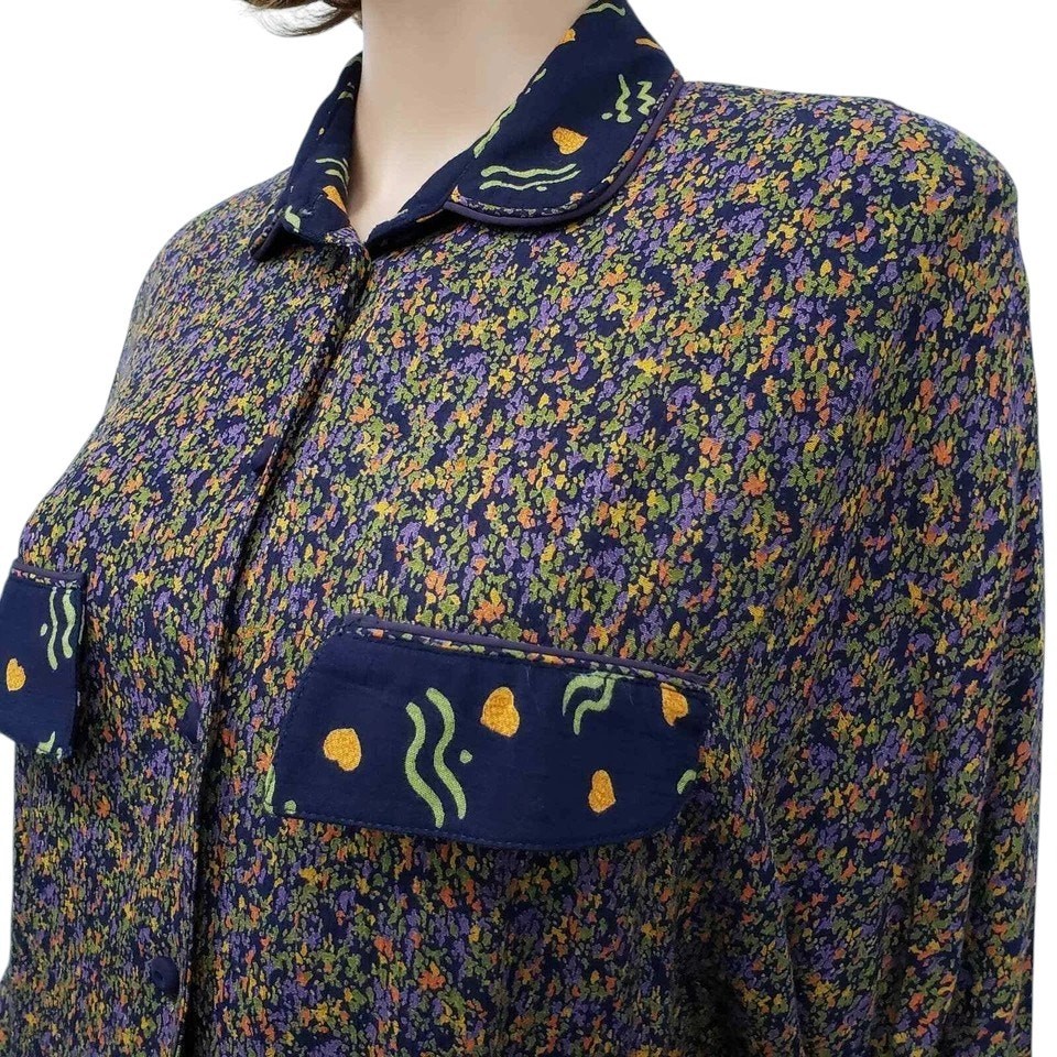 Vintage 90’s Marsha Brander for COMPONIX Abstract Floral Top Made in USA 10