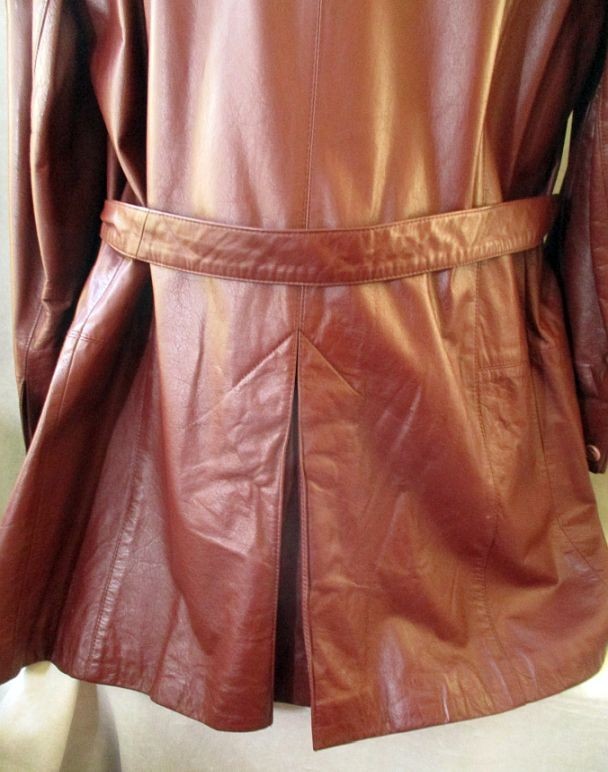 VTG Etienne Aigner Leather Trench Coat Women’s 10 Lined Burgundy Belted Mid