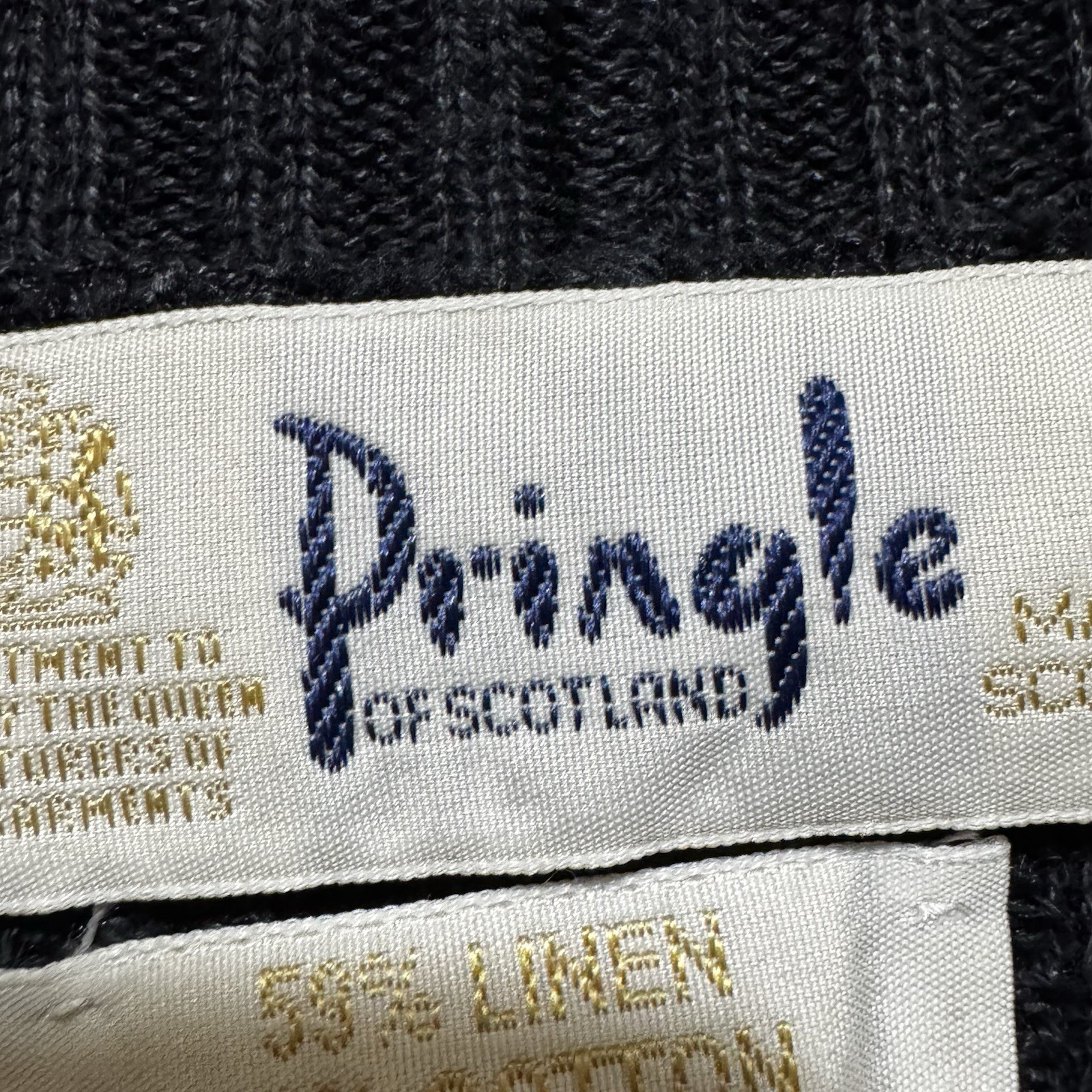 Pringle Of Scotland Open Front Cardigan Women’s Size M Blue Linen Blend Vintage