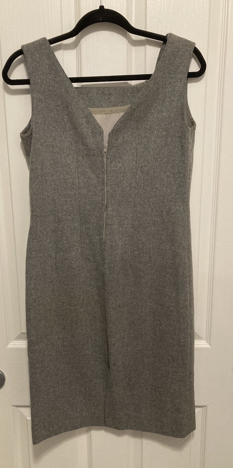 Vtg 50-60’s Gray Wool 2 Pc Dress 1/2 Sleeve Crop Jacket HandMade By Elizabeth Sm