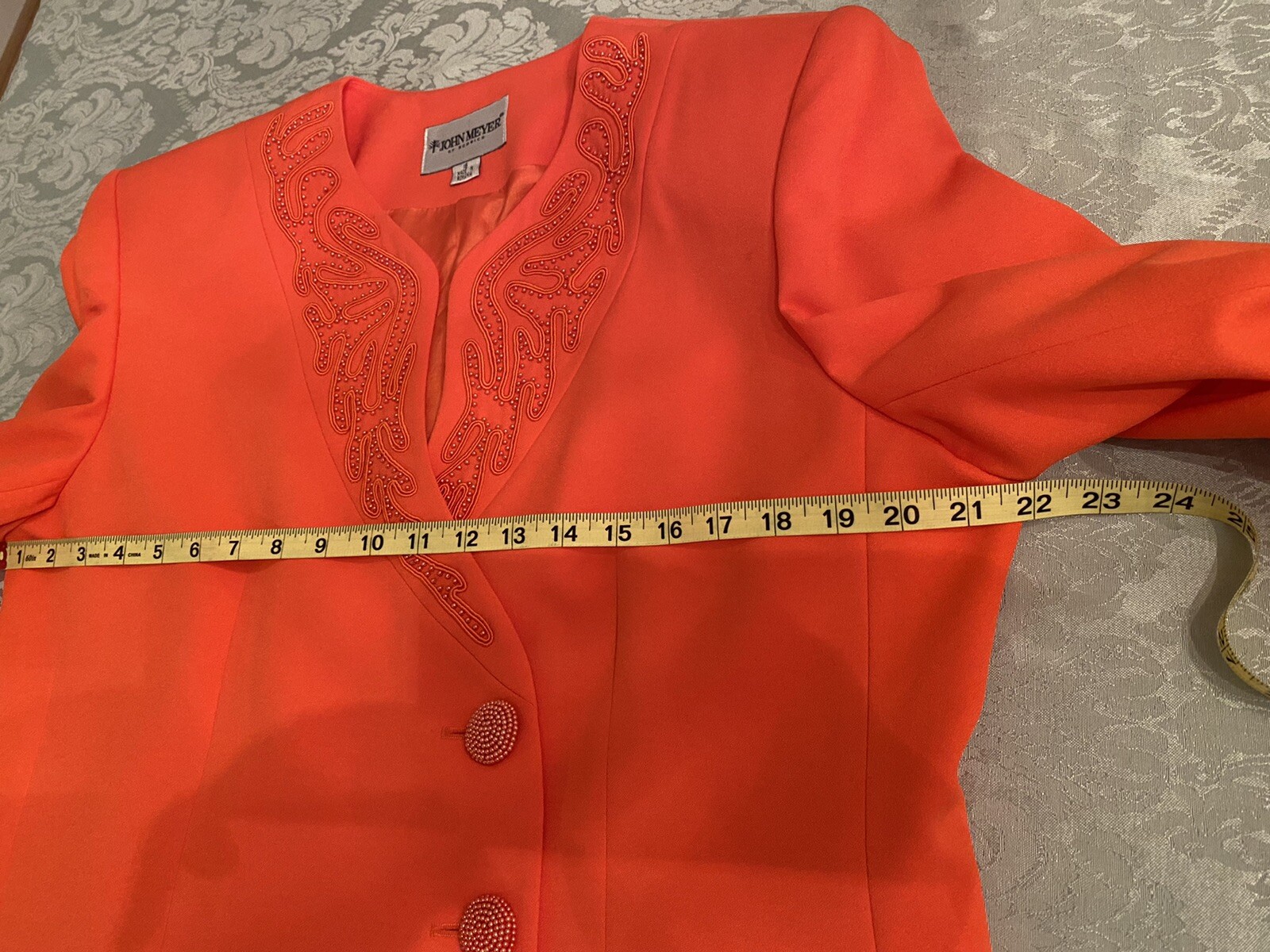 Vintage 80’s NWT Size 16 John Meyer of Norwich Salmon Blazer Jacket Beaded $169