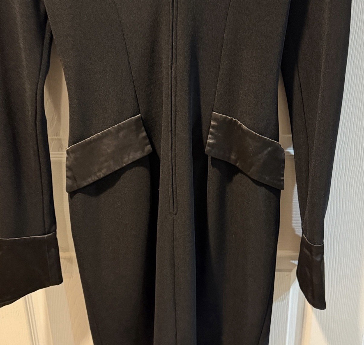 KATHRYN DIANOS Vintage Fitted Sz 6 zip Black Dress stretchy GUC B77