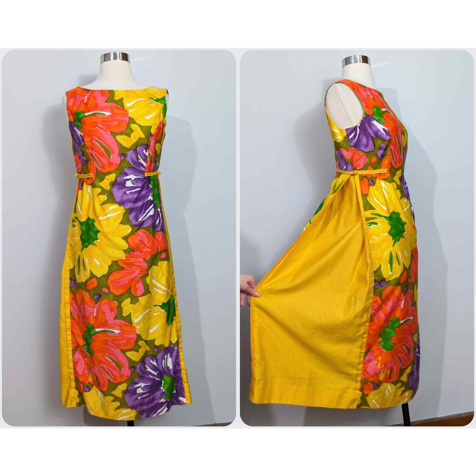 Kalama Fashions Honolulu Yellow Floral Maxi Dress