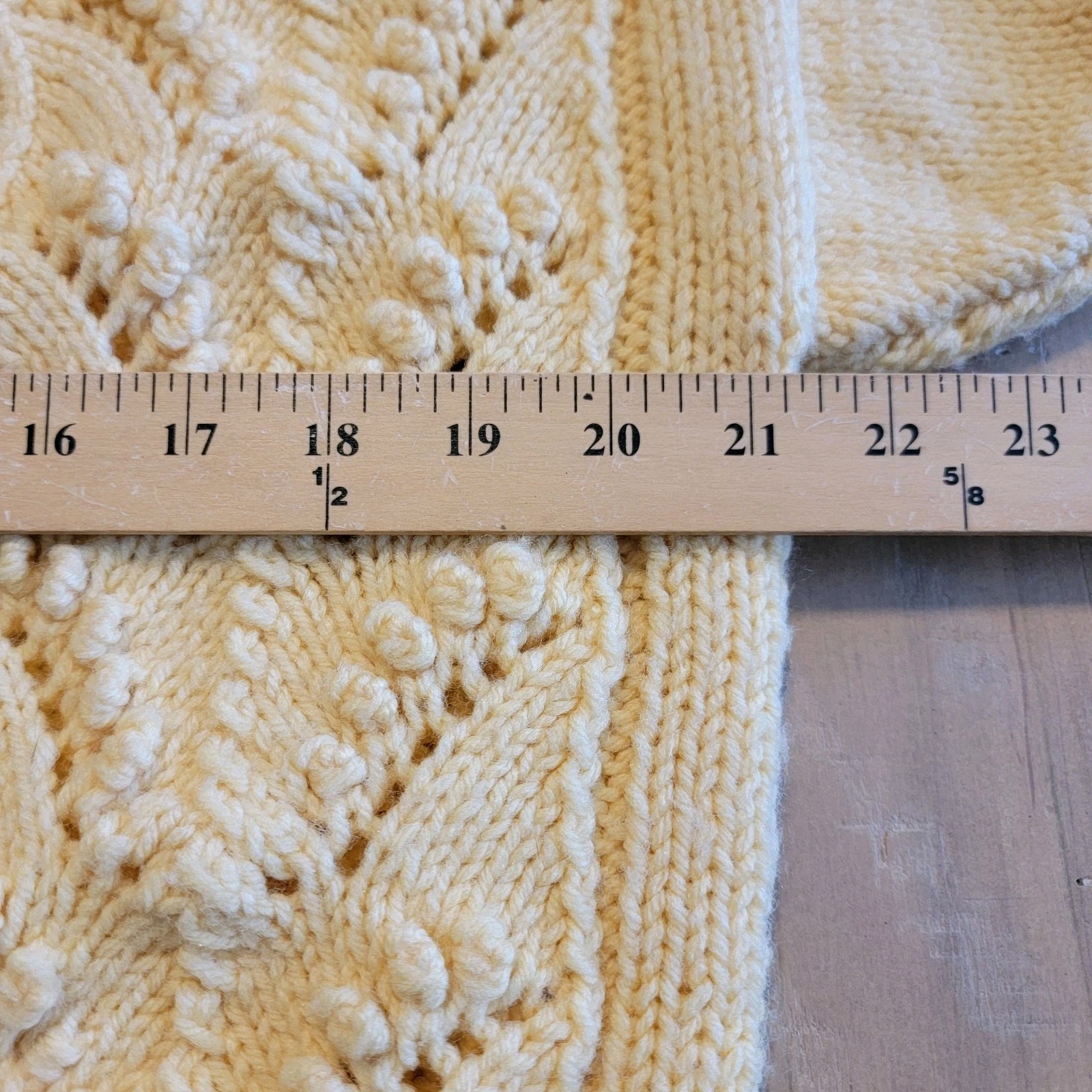 Vintage Hand Knit Wool Cardigan Sweater Cable Knit Beautiful Buttons Sz M / L