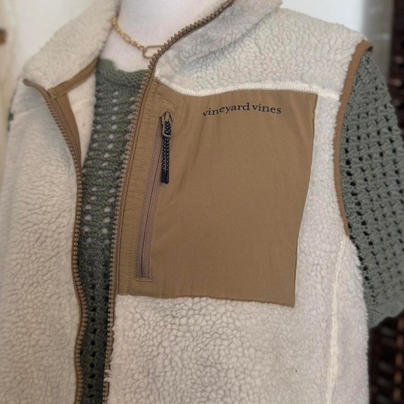 Vineyard Vines Cream Vest Women’s Preppy Coastal Granny Core Size Large