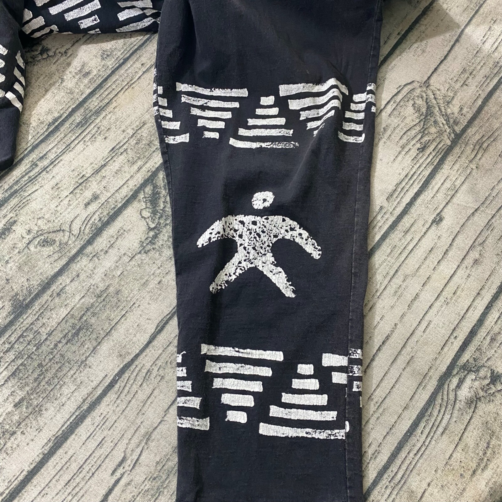 80s Vtg Inventions L.A. Express Printed Jumpsuit Black Art to Wear Abstract
