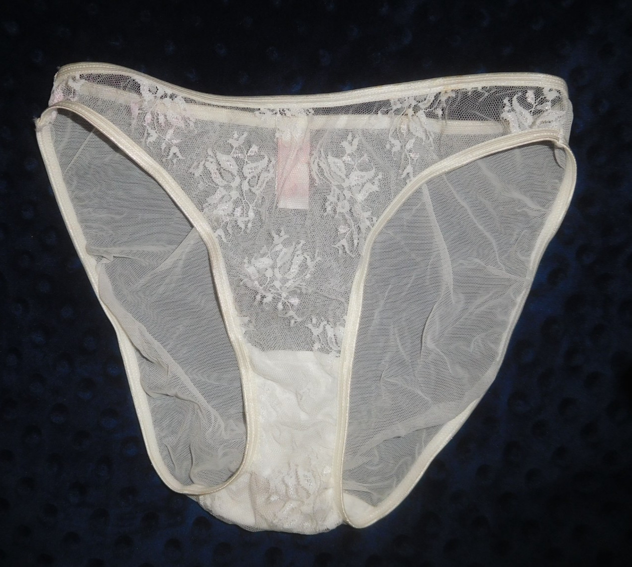 Vintage Parisa by Amir White Sheer Mesh & Lace Bikini Panties M NWOT