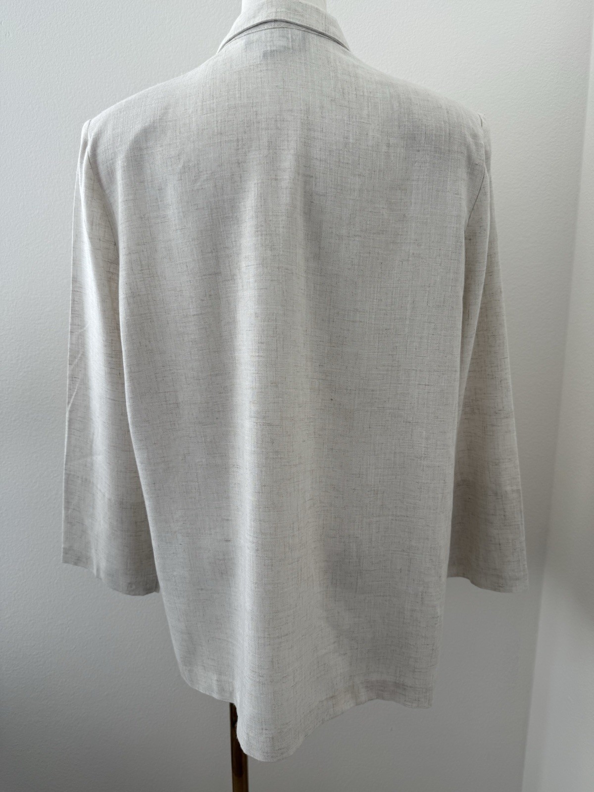 Vintage Sag Harbor Beige Neutral Tone Oatmeal Linen Blazer Size 12 Large **