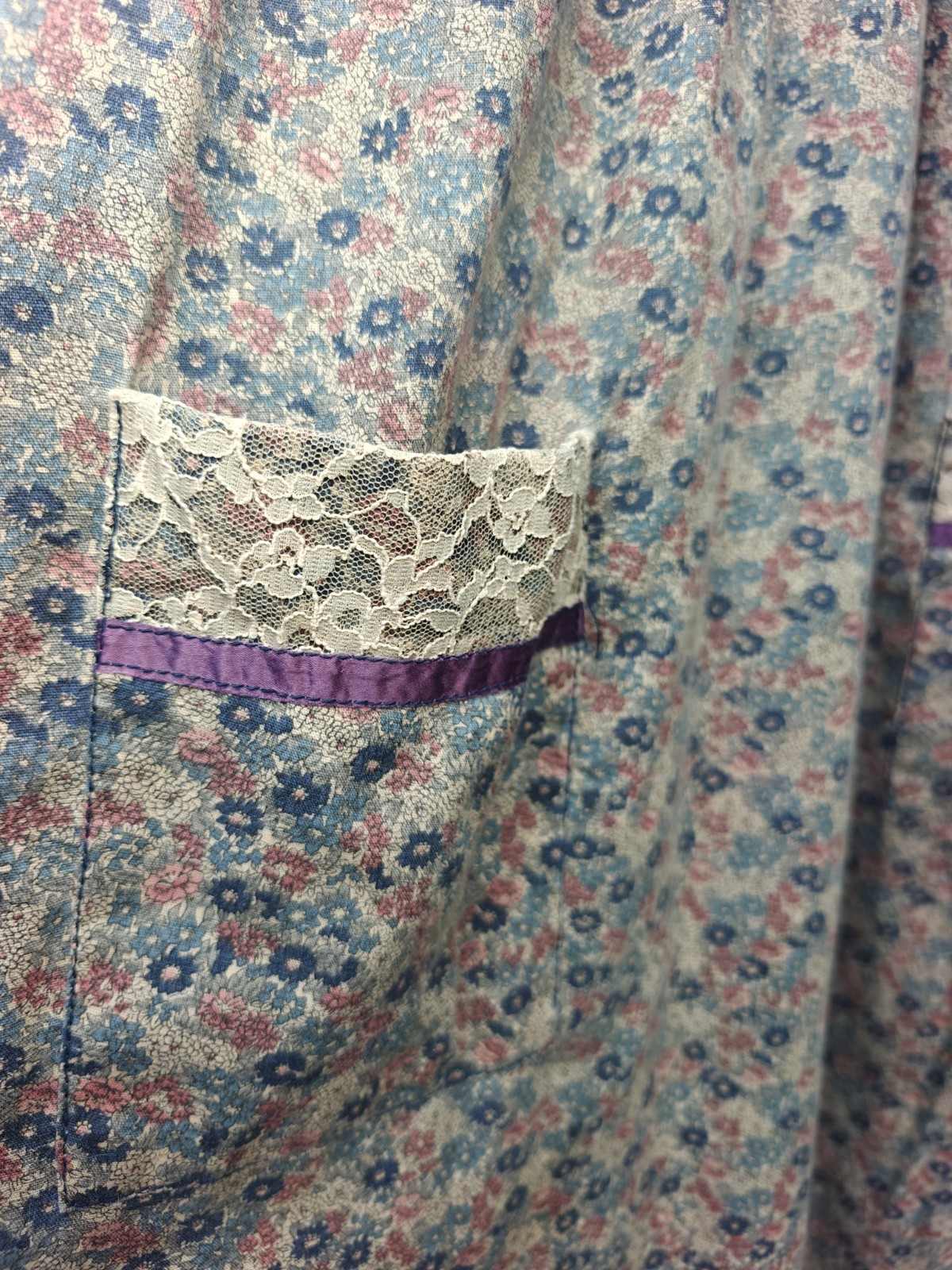 Vintage 70s Young Edwardian Arpeja Prairie Dress Floral Calico Lace Size 7 Boho