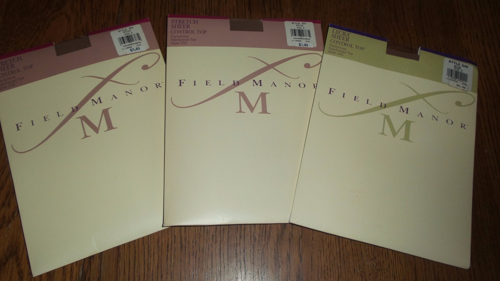 Lot of 3 Vintage 1990’s Field Manor Stretch Sheer Control Top NOS Beige Sz A