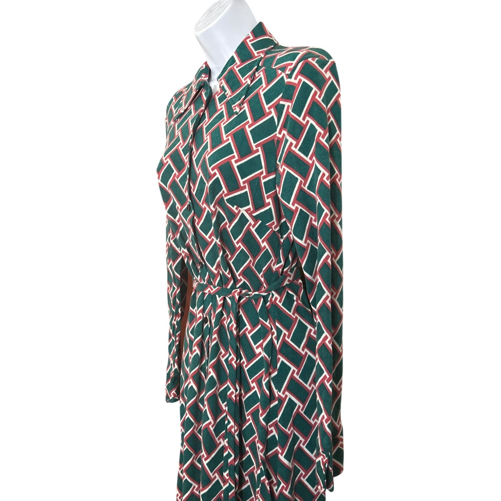 Vintage 70s Diane von Furstenberg Shirt Dress Geometric Mod Retro Chic Designer