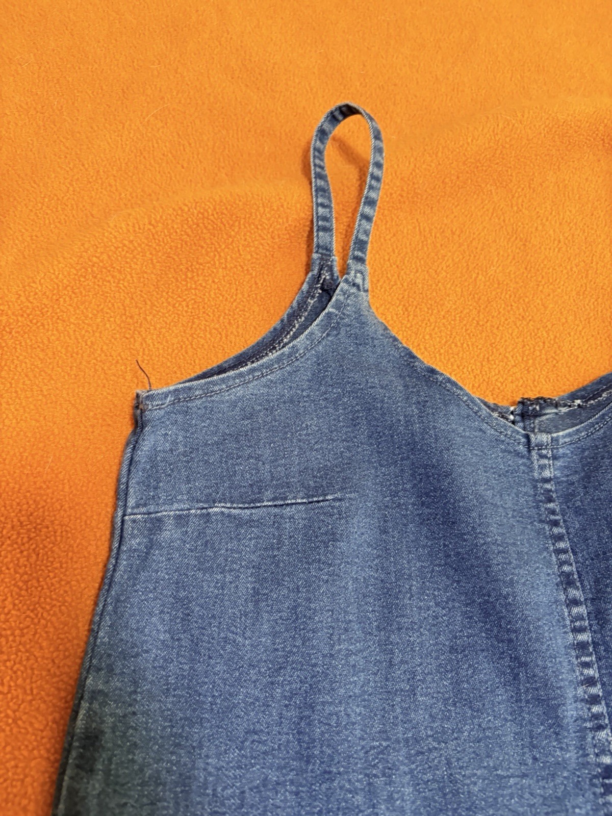 Adorable Vintage Y2K Stretch Denim Spaghetti Strap Shortie Sundresses Med-Lg
