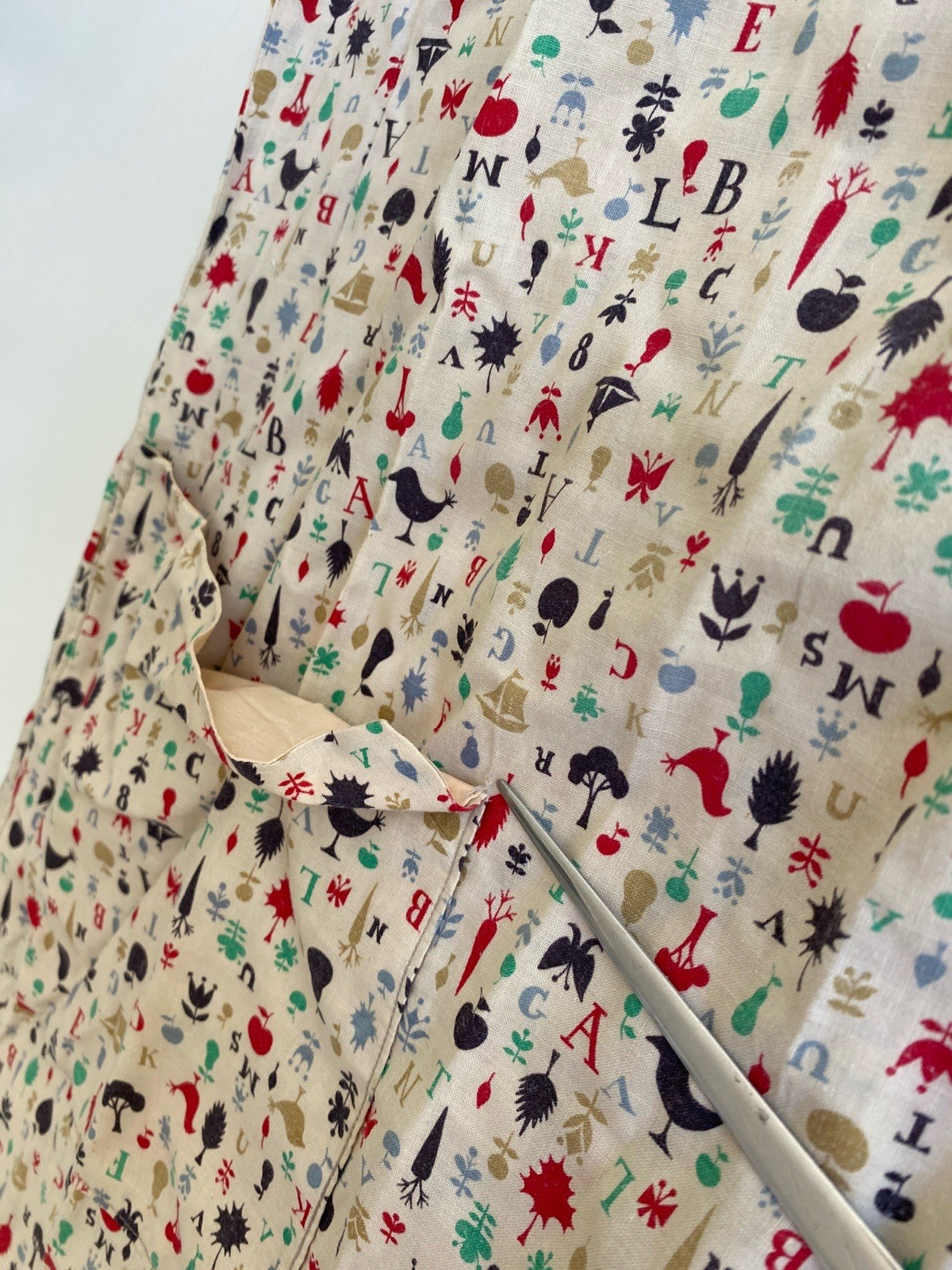 Vintage 60s Handmade M Smock Dress Alphabet Print