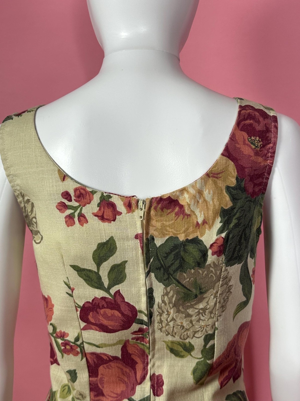 1990s RAMPAGE Floral Printed CABBAGE ROSE Print Bouquet Wiggle Maxi Dress. Small