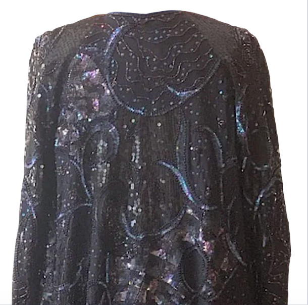DIANE FREIS Vintage Silk Hand-Made Sequin Butterfly Jacket Resort Cruise ($495)