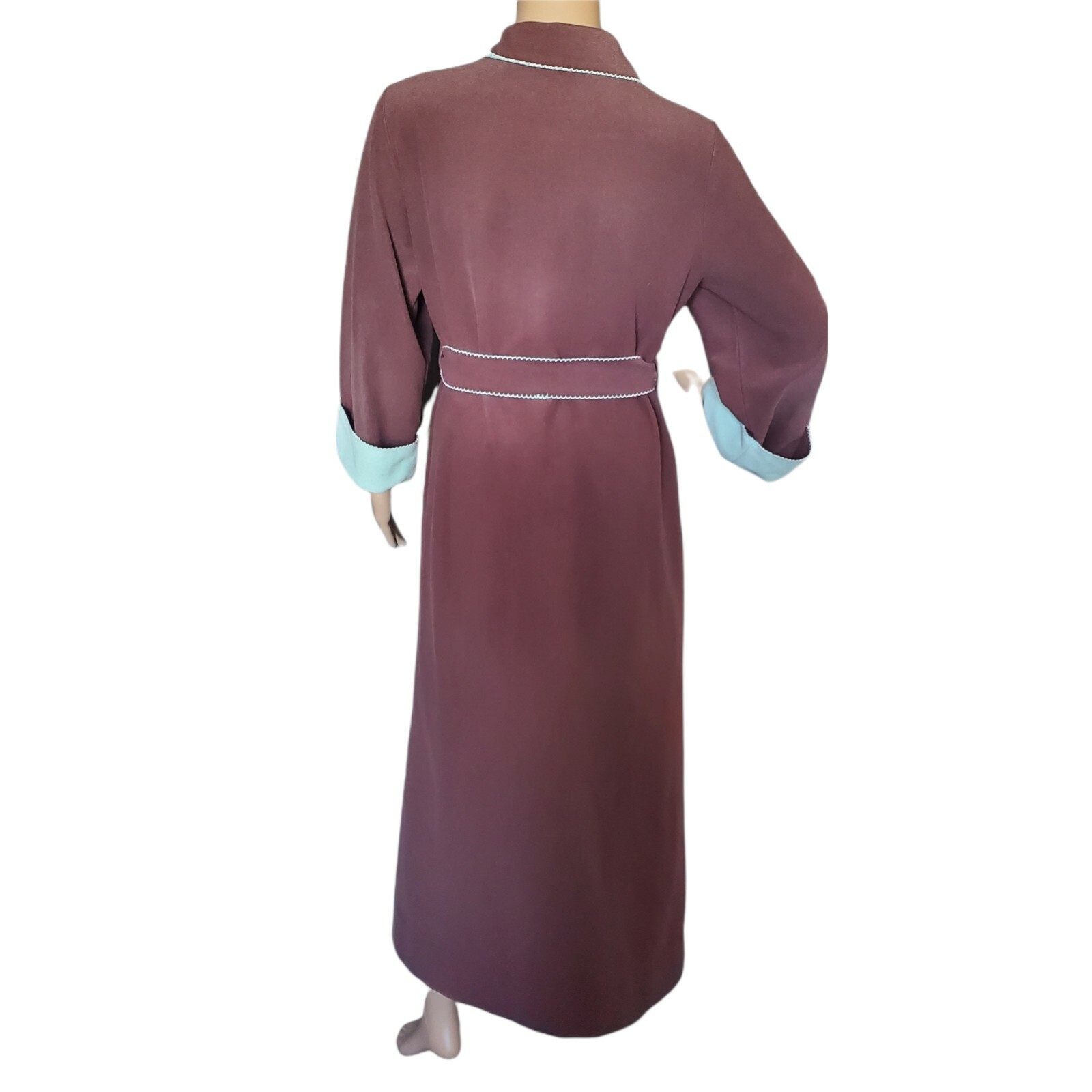 Vintage 70s Vasarette Brown & Blue Fleece Bathrobe Dressing Gown