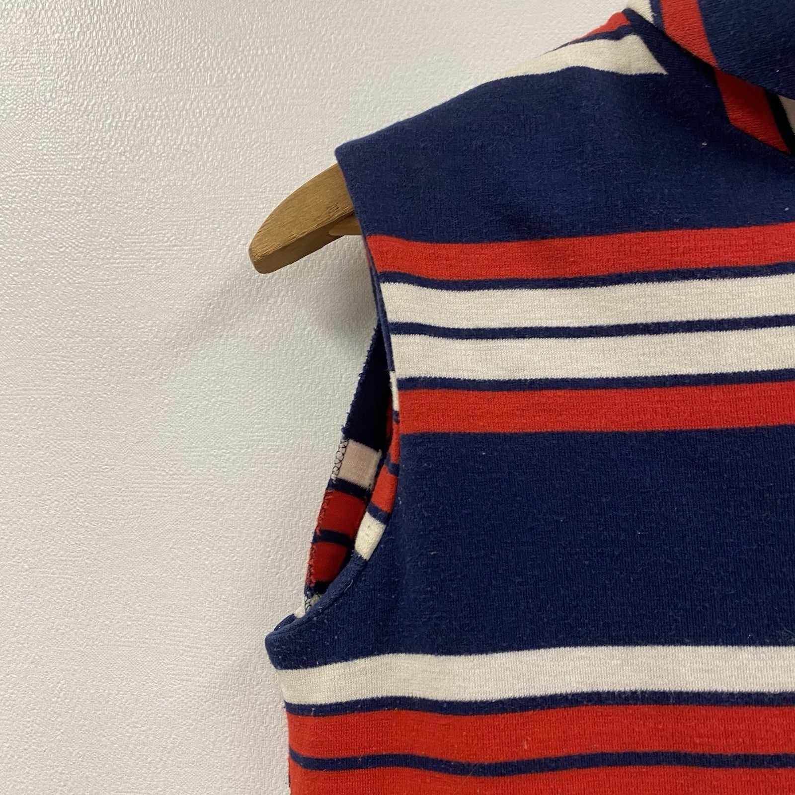 Preppy Red White & Blue VTG 70s Sleeveless Mock Turtleneck Top w/Zipper
