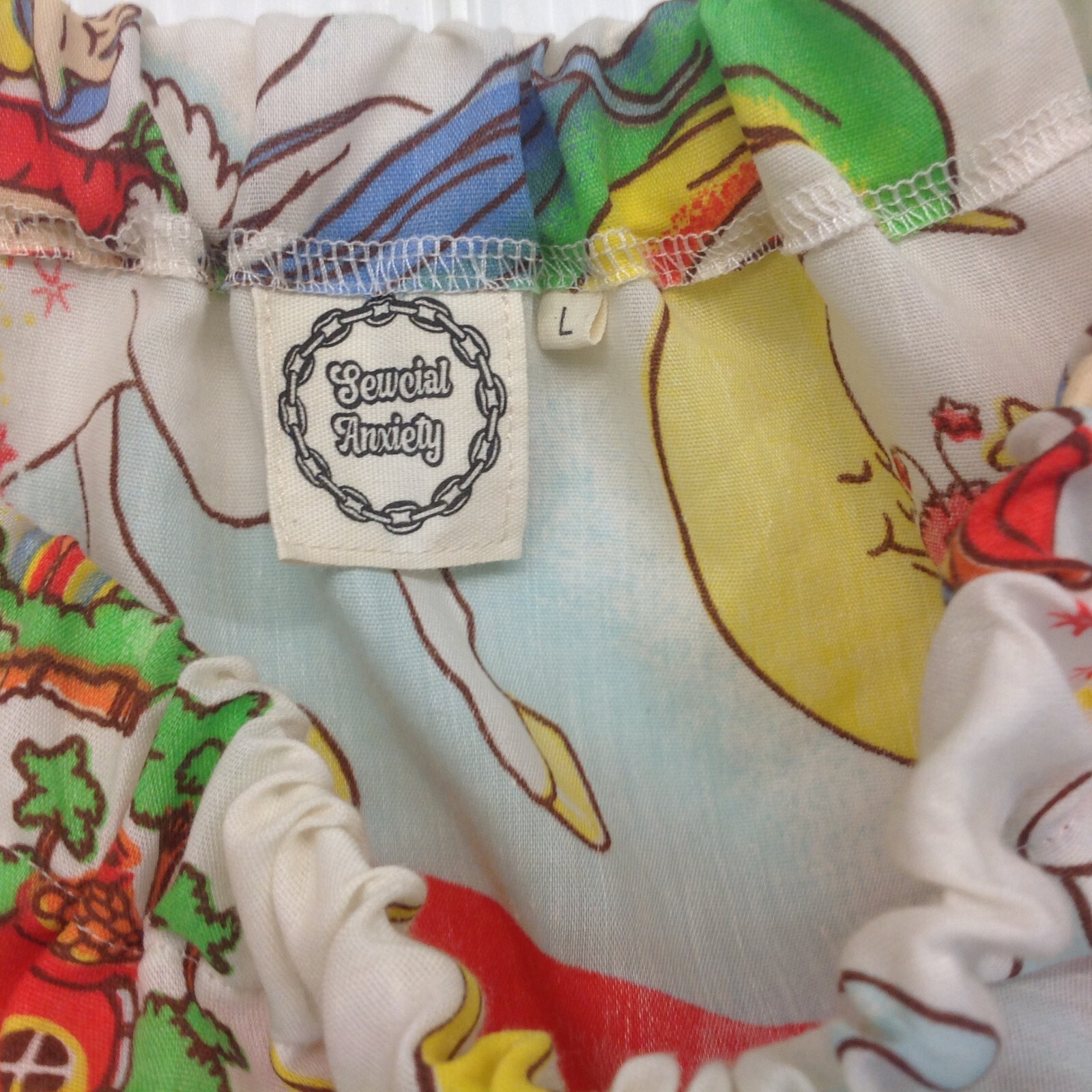 Vtg 1983 Rainbow Brite Child’s Skirt Sewcial Anxiety Upcycle Fabric with Pockets