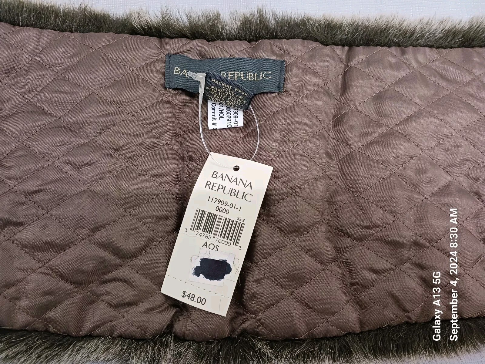 NWT Banana Republic Faux Fur Collar Brown L 36″
