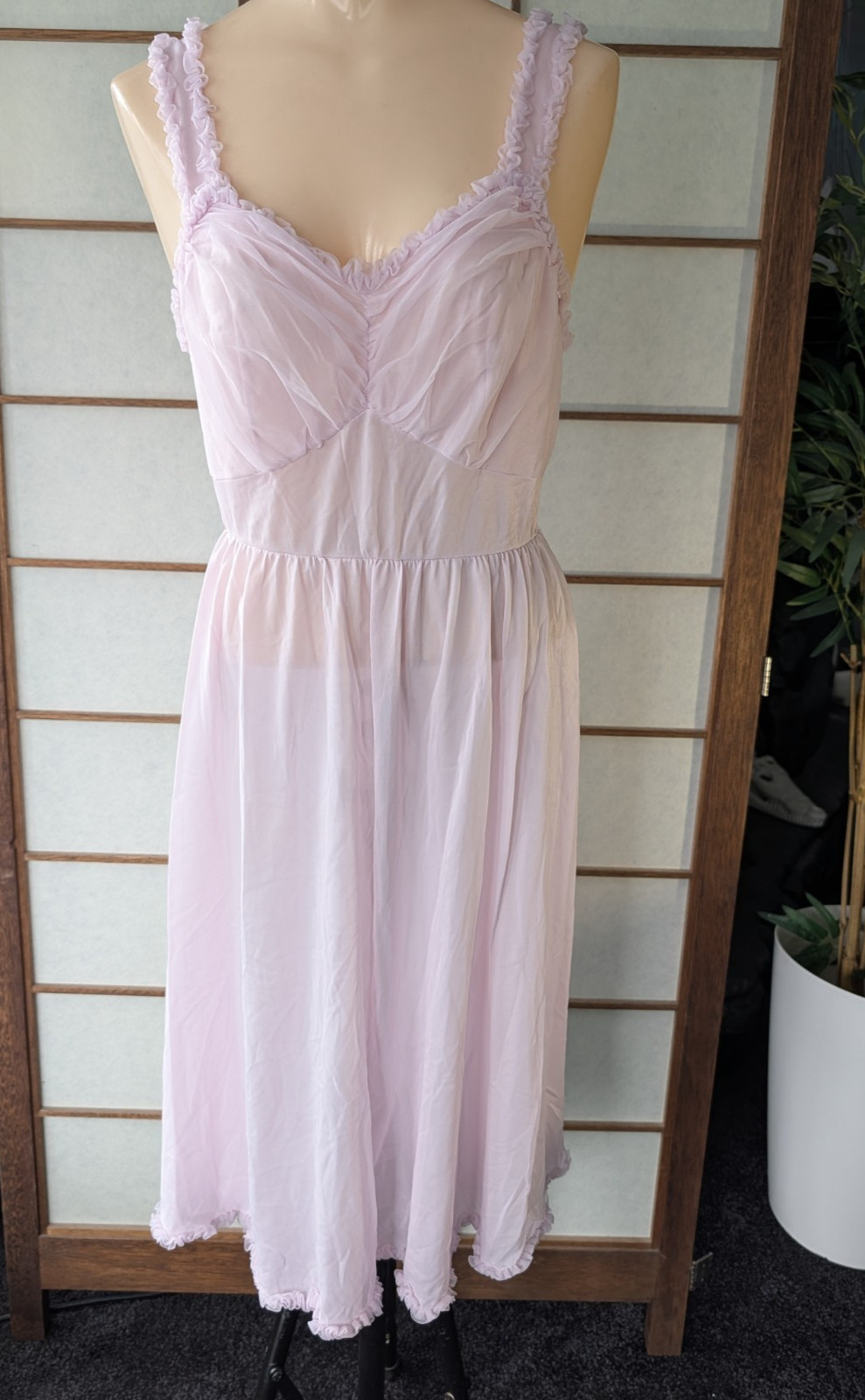VTG 1960S Gotham Gold Stripe Lingerie Nightgown 38/Med Ballerina Lgth Milk Maid