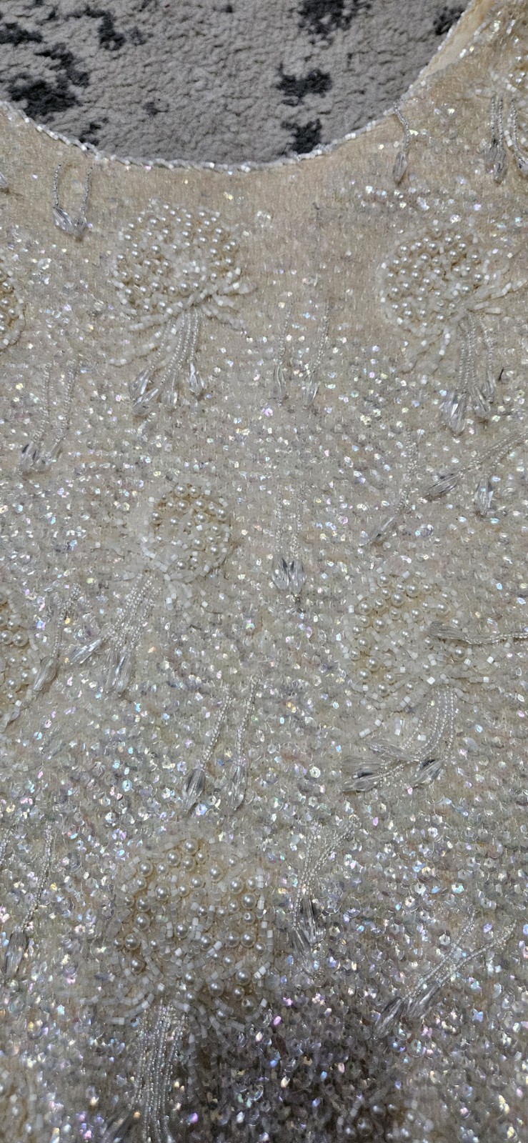 Vintage 1960s Beaded Sequin Fringe Mod Sleeveless Wool Top Made in Hong Kong
