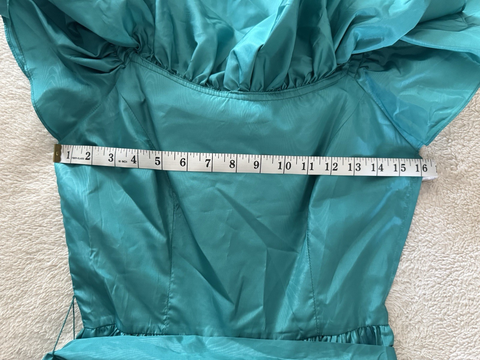 Vintage Lamz Originals Dress Turquoise Sz 4 Off Shoulder Ruffle Party Gown 80s