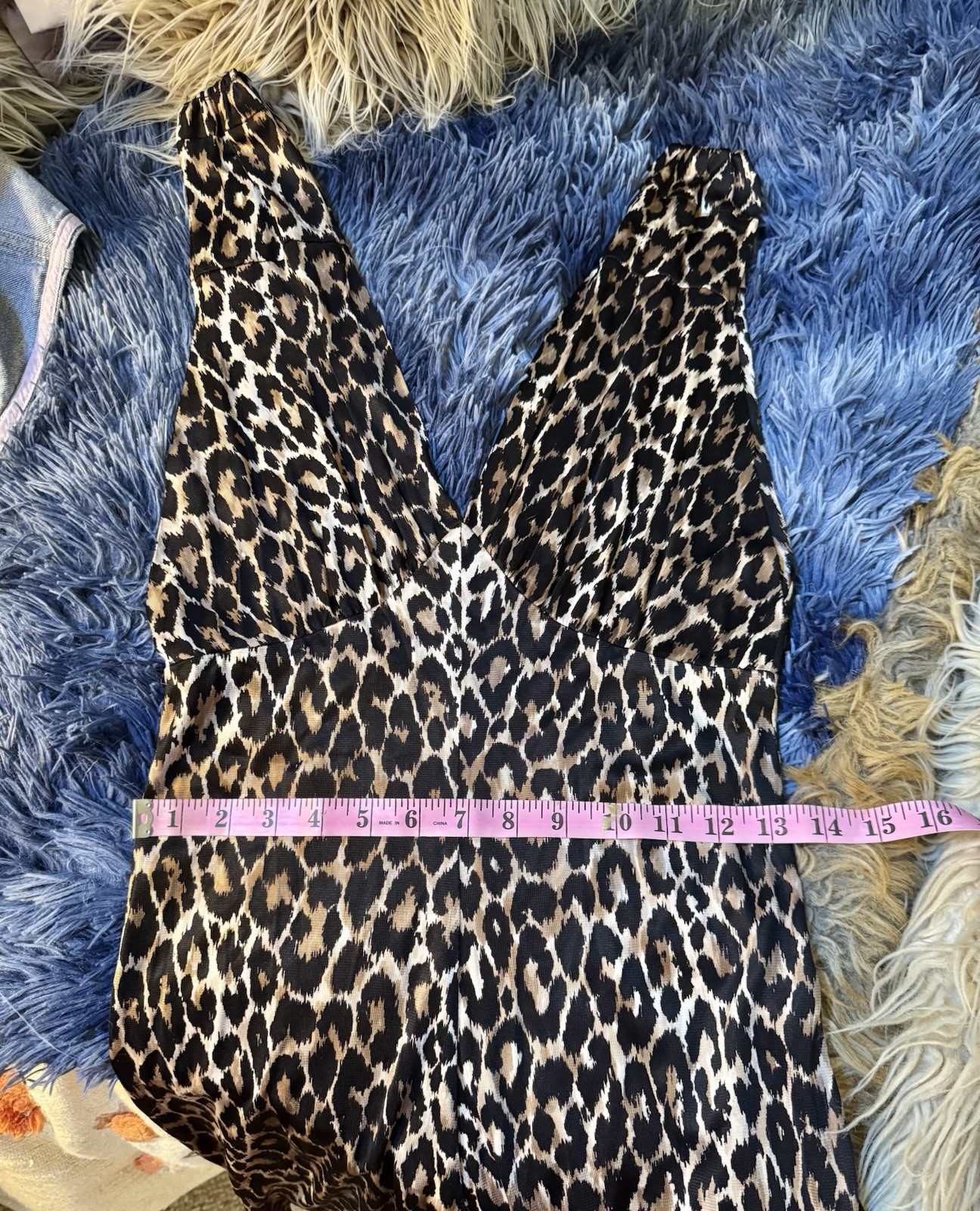 Vtg Polly Peck Sybil Zelker England Leopard Romper Jumpsuit Plunge V S