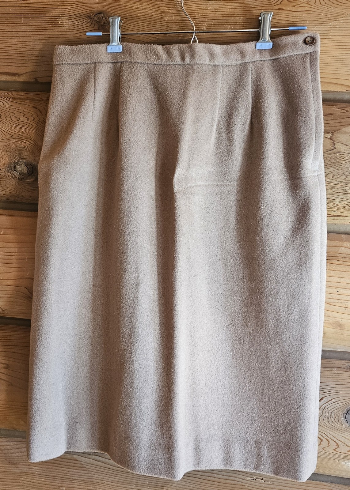 Vintage Tan Wool Skirt And Jacket Leopard Faux Fur Collor Buttons. Size 10