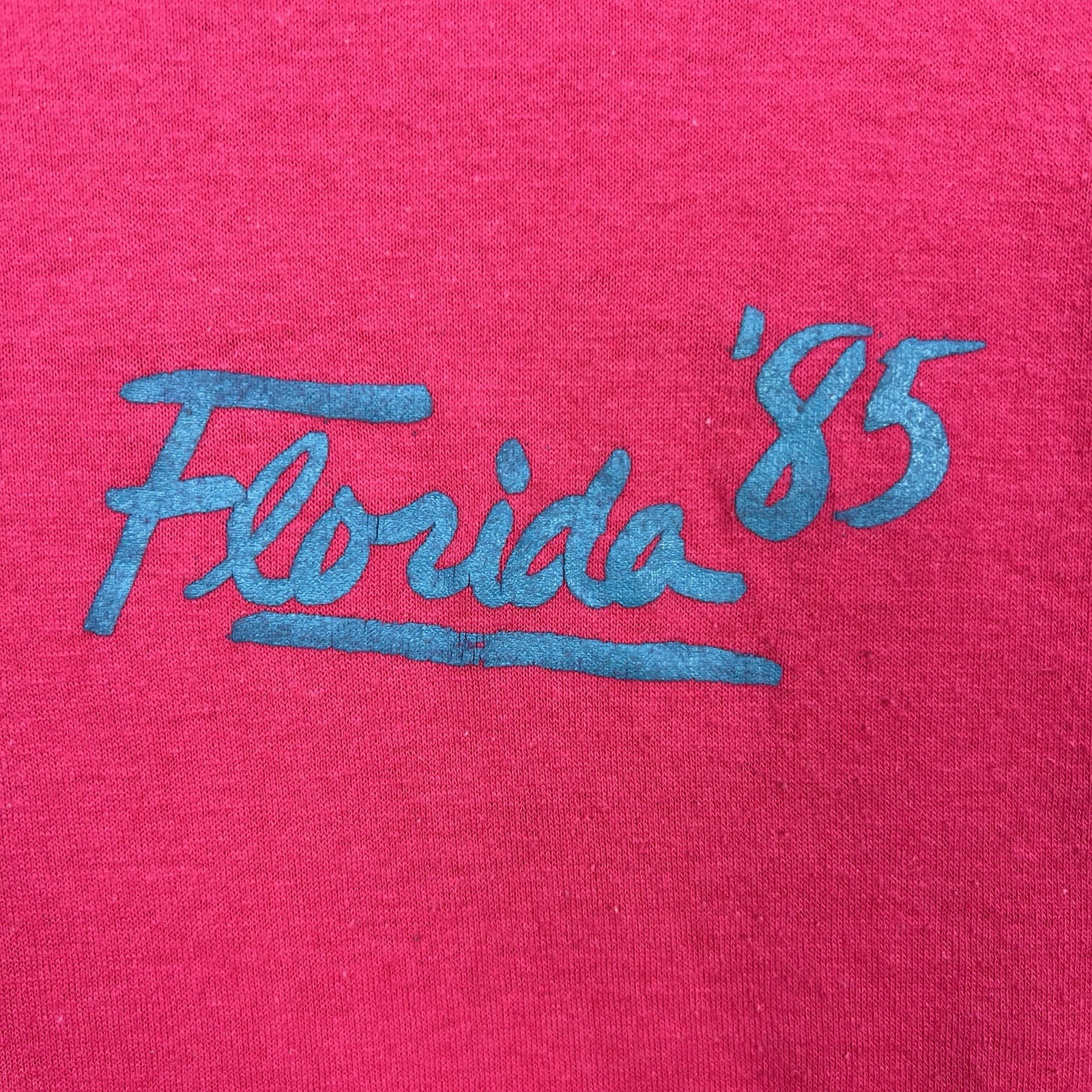 Vtg 1985 Florida Destination Shirt Women’s Large Pink Beaded Retro Beach Casual
