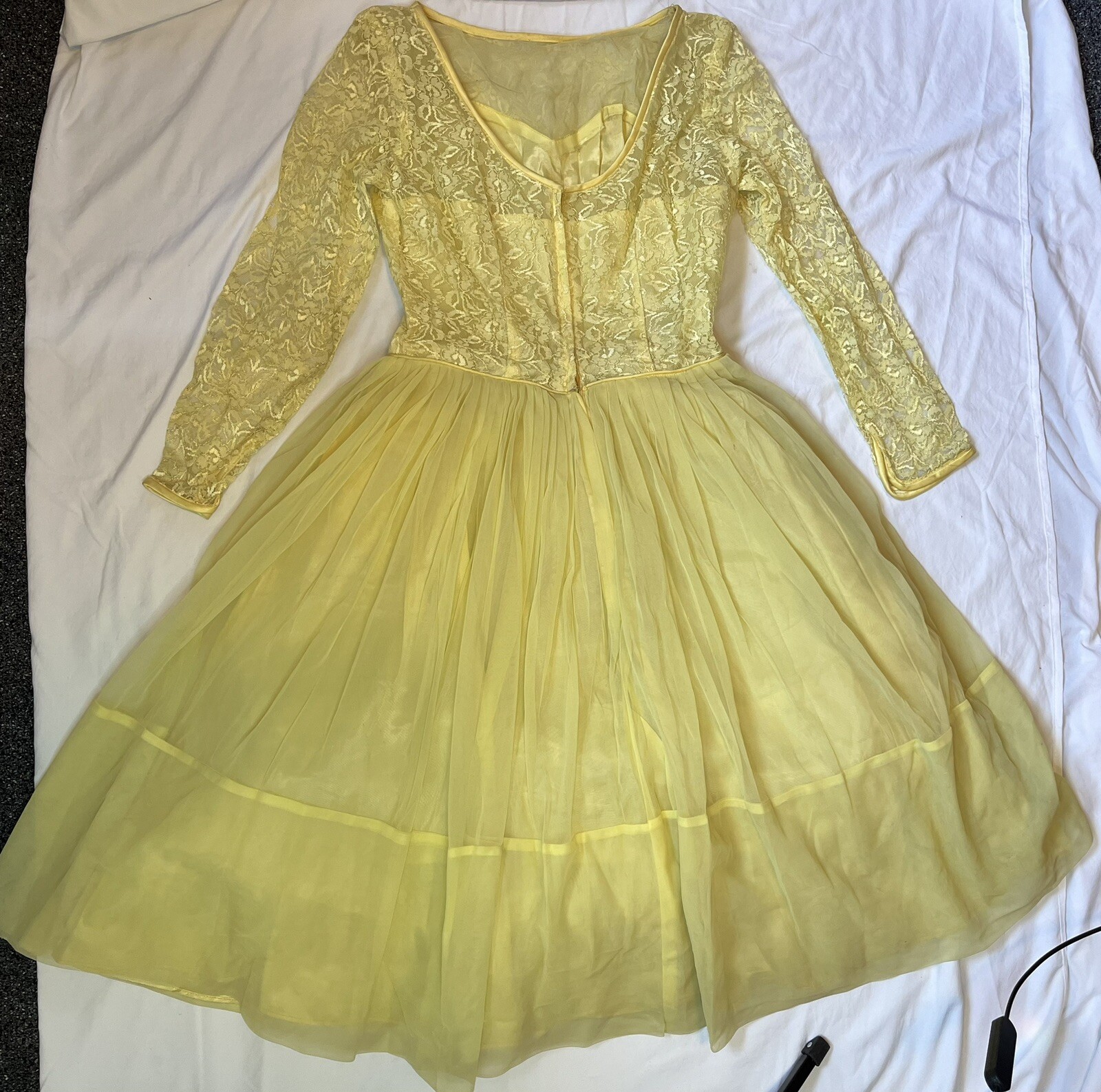 VTG 50s Swing Dress Circle Skirt Lace Sweetheart Prom Graduation Circle Skirt