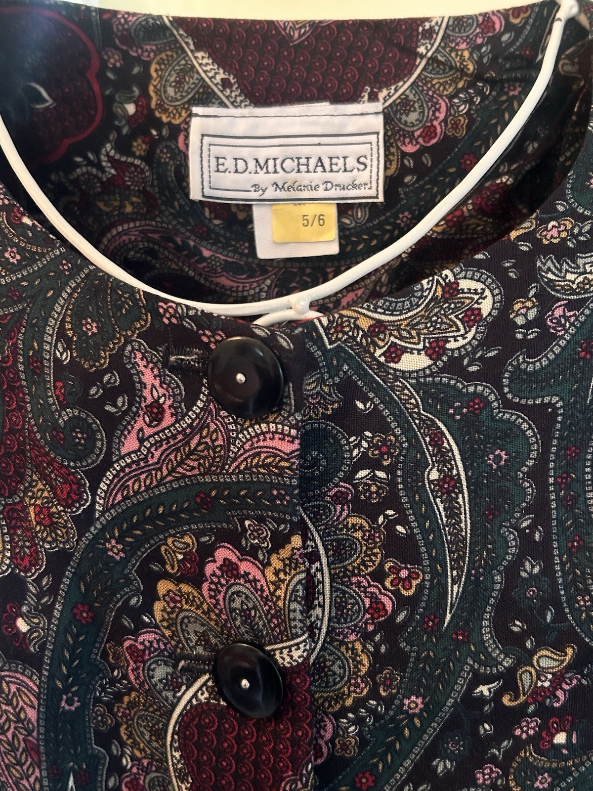 Vintage 80’s Paisley Dress 5/6 Burgundy Green Holiday Career Estate ED Michaels