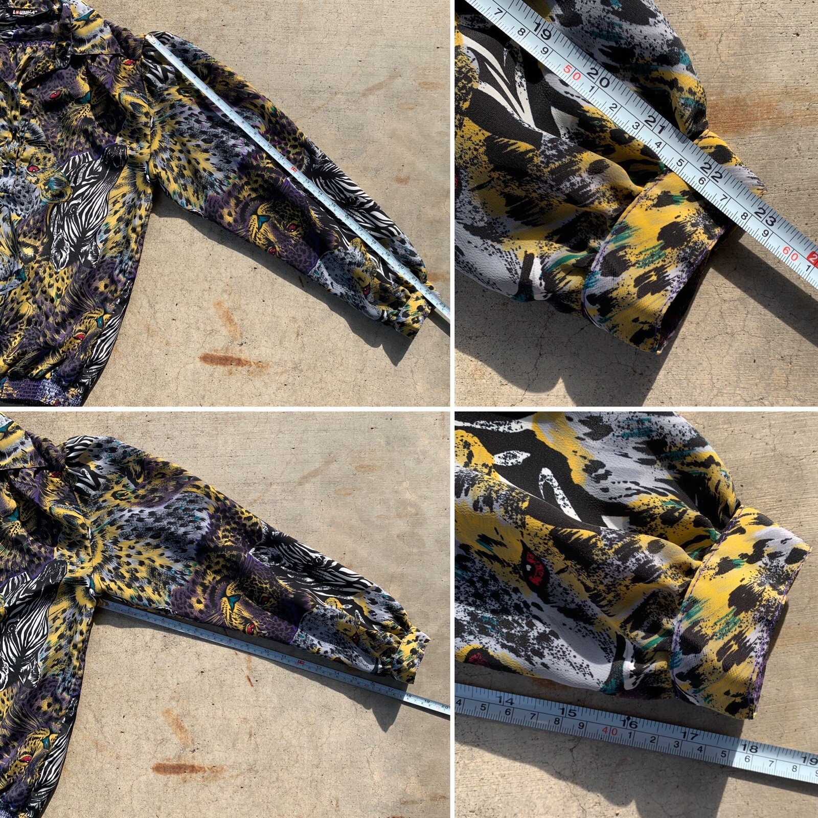 Vintage Loubella Calfornia Fashions Top Blouse Animal Print 8 80s 90s 1980s