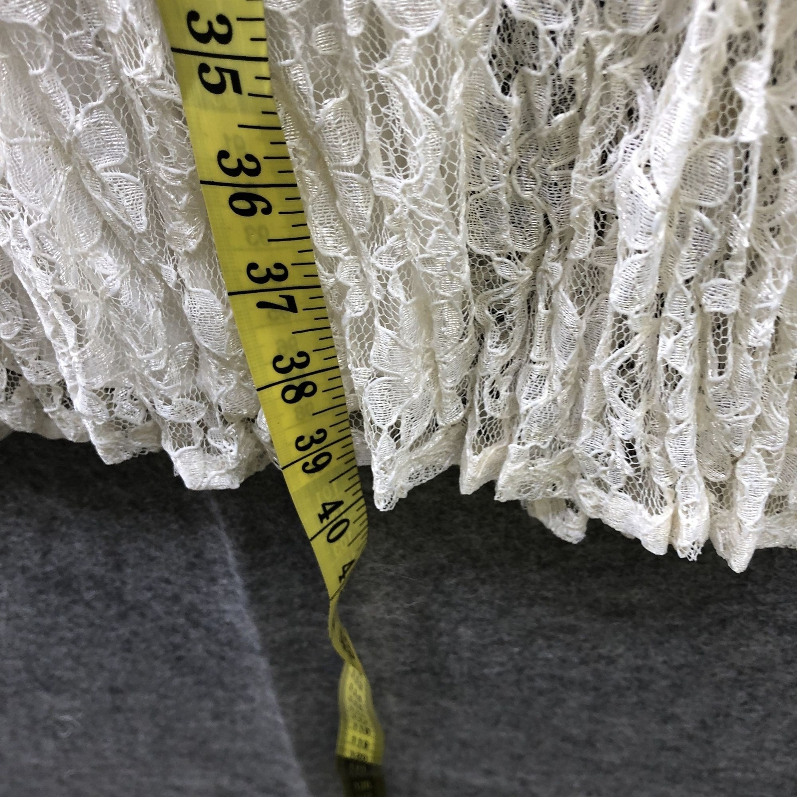 Vintage Sara Babs All Lace Dress Size 12 (S) Ivory 3/4 Sleeve Midi A-Line