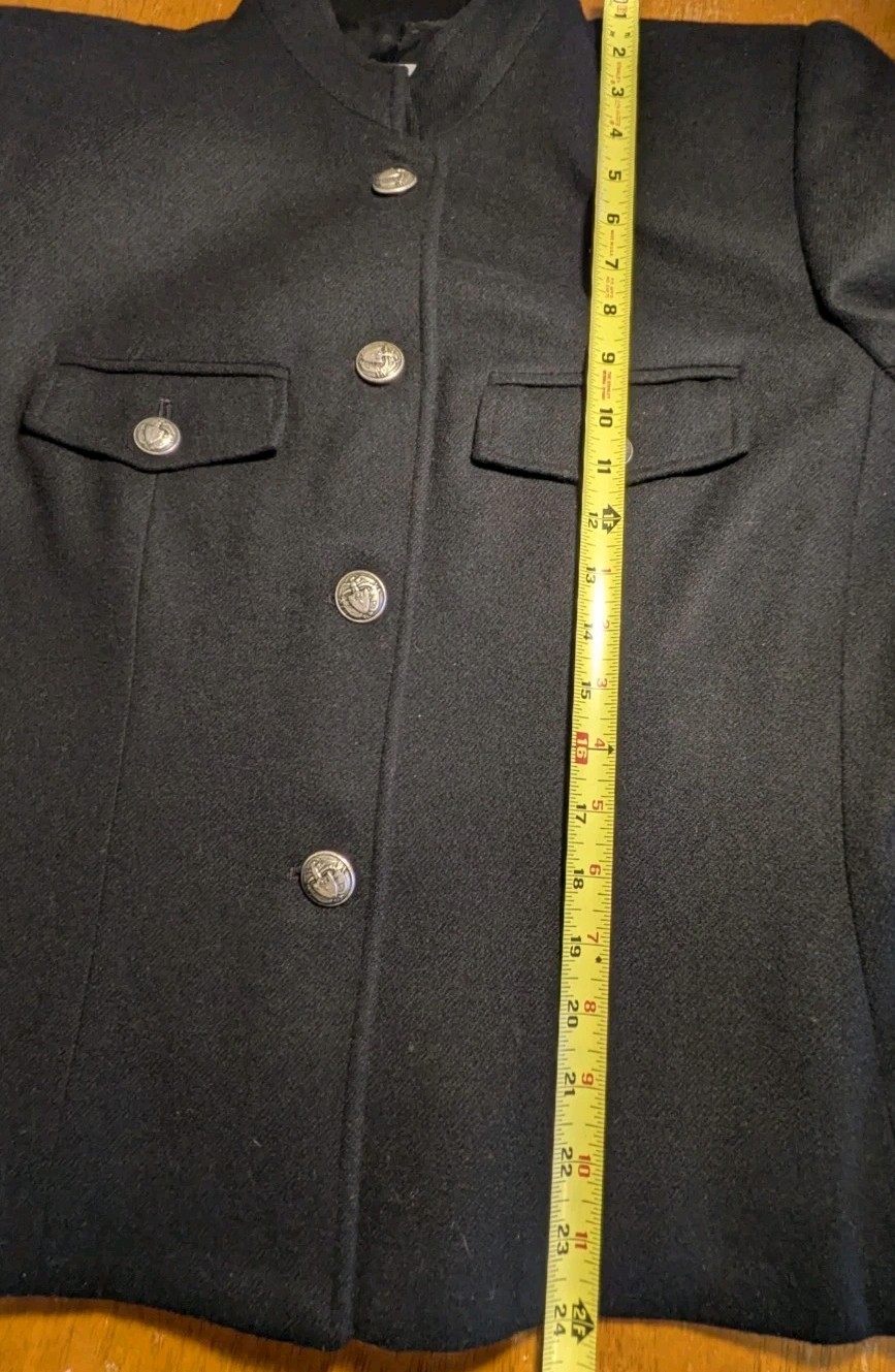 Vtg Clifford & Wills Vintage 90s Black Wool Military Style Jacket Blazer Sz 14