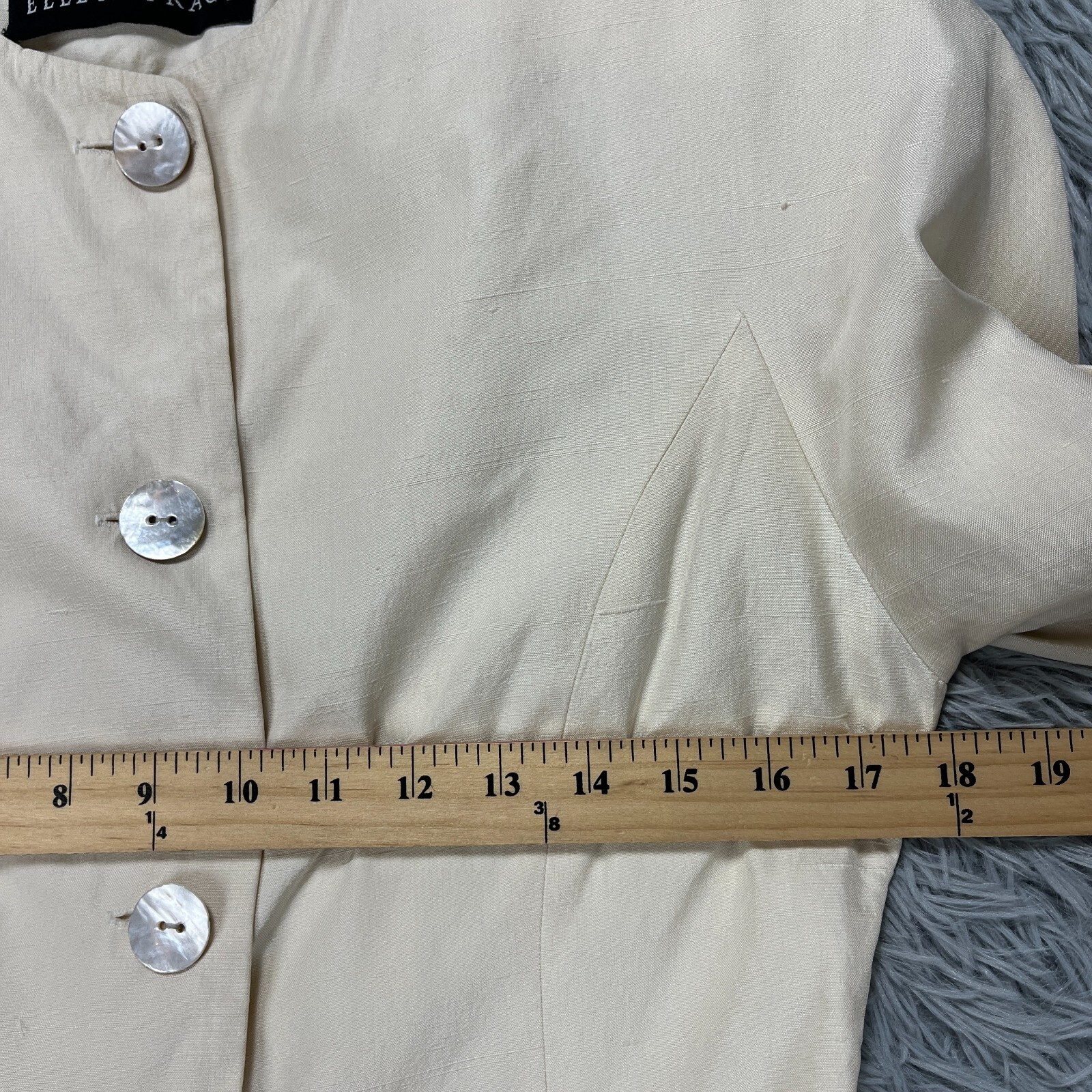 Vintage Ellen Tracy Silk Jacket Women’s 6 Ivory 80’s Retro Luxury Mid-Length