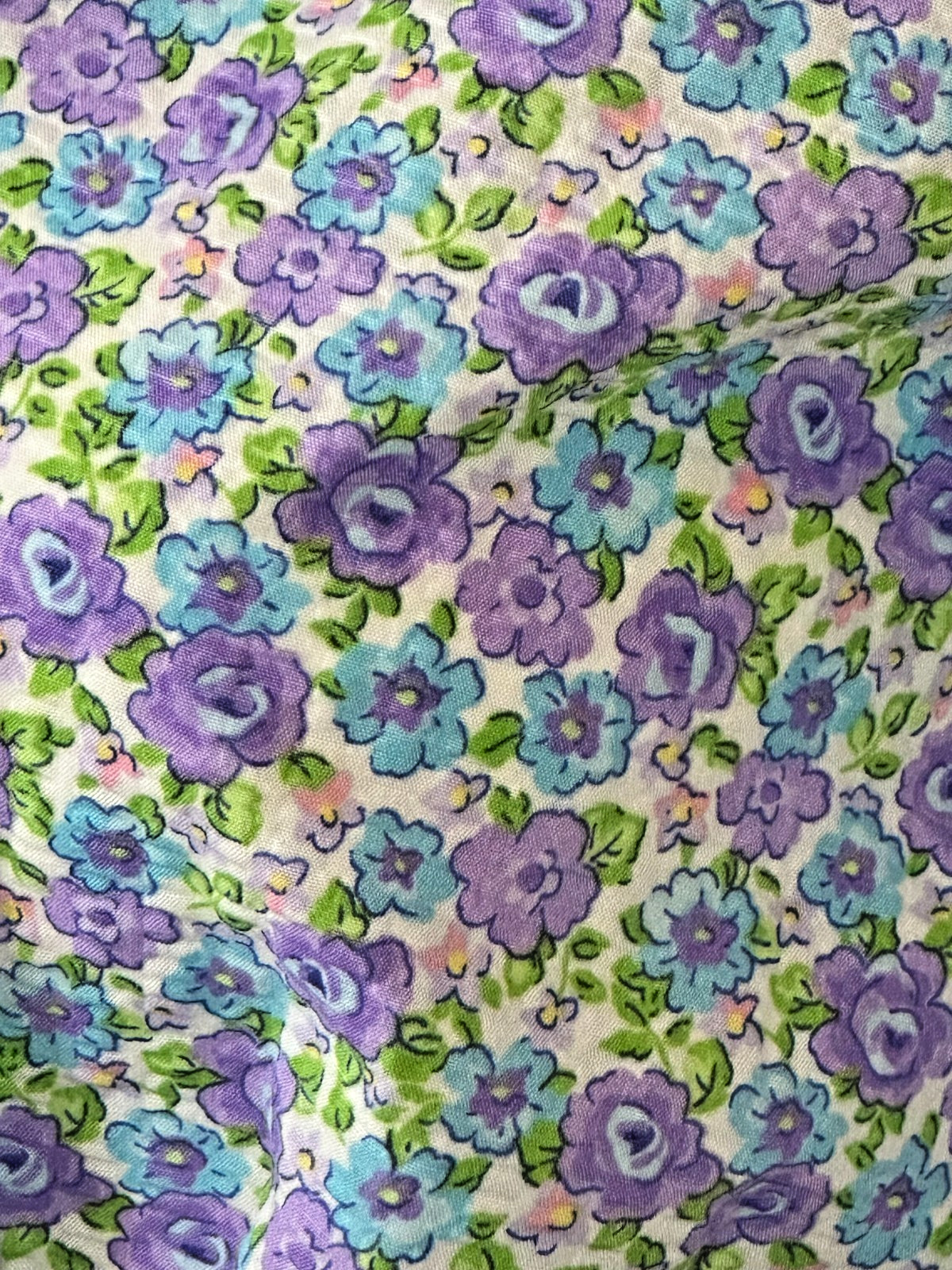 Vtg Lg 1950s Full Skirt Day Dress tea collared Handmade Floral a-line MCM Party