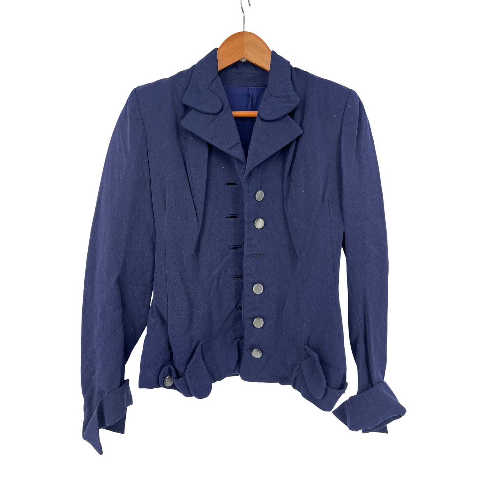 Vintage 1940s Navy Blue Tailored Blazer Jacket WWII Era