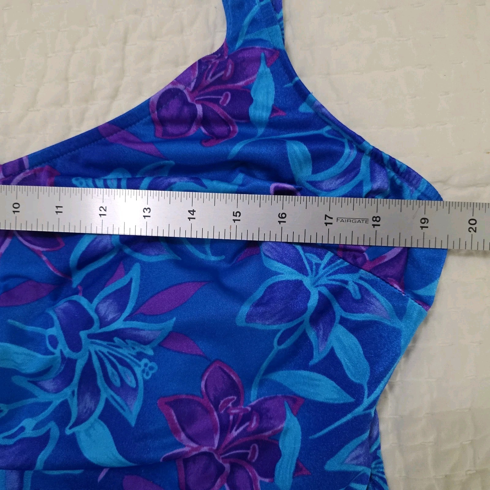 Maxine of Hollywood Womens Swimdress Swimsuit Blue Purple Sz 24W Vintage