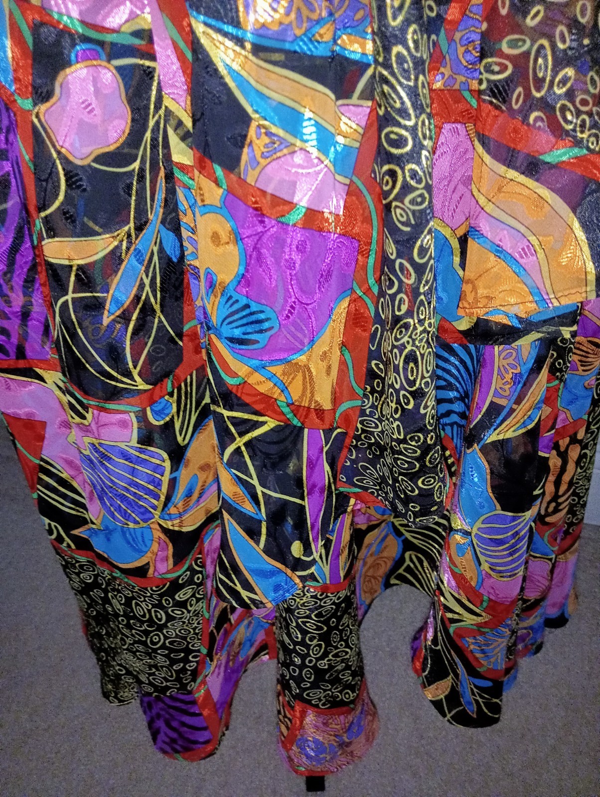 Vintage Diane Freis Georgette Maxi Dress purple turquoise black vibrant Boho